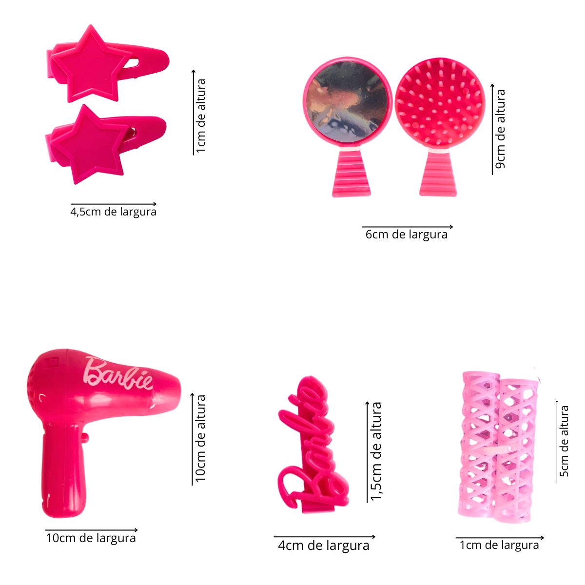 Kit 2 Acessórios Barbie Secador / Cacheador Cabelos - Pupee Kit 2 Acessórios Barbie Secador / Cacheador Cabelos - Pupee